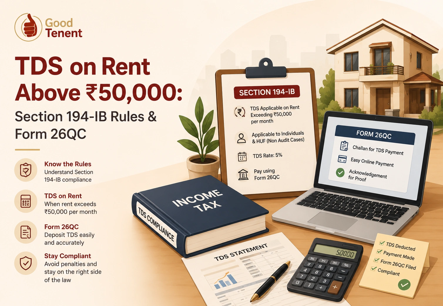 TDS on Rent Above ₹50,000: Section 194-IB Rules & Form 26QC